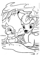coloriage Bambi et pam pam sous la neige
